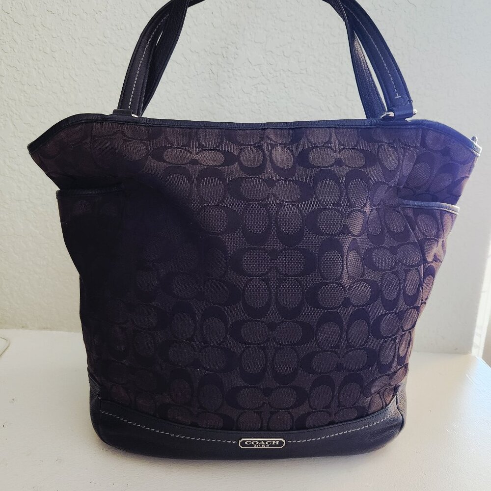 Coach Parker Brown & Black Signature Tote Bag Purse